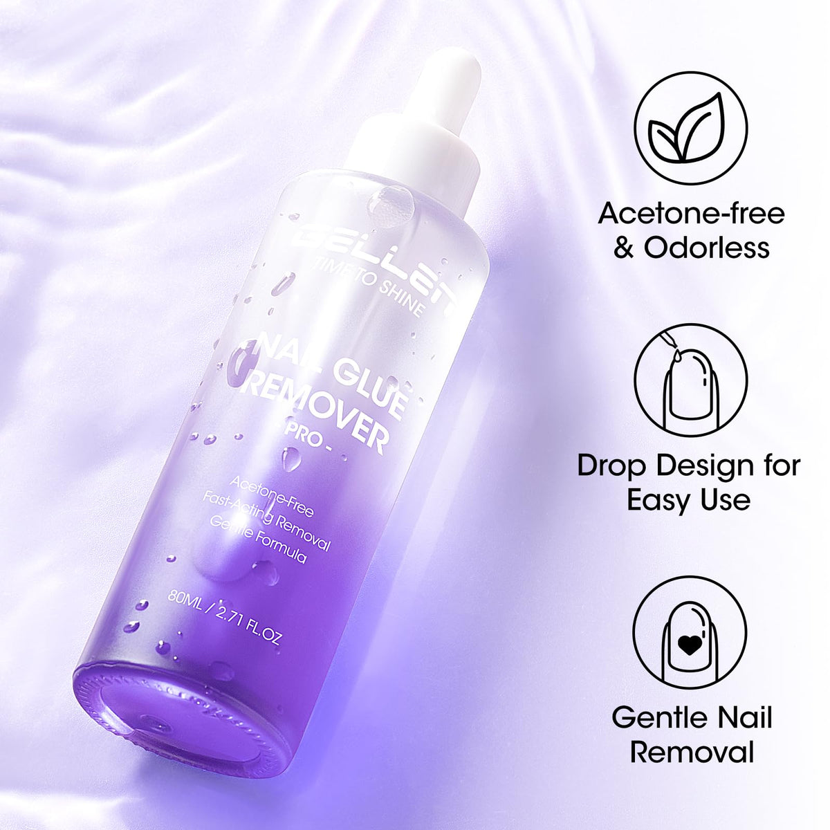 GELLEN label and ingredients panel highlighting gentle, odorless debonder benefits