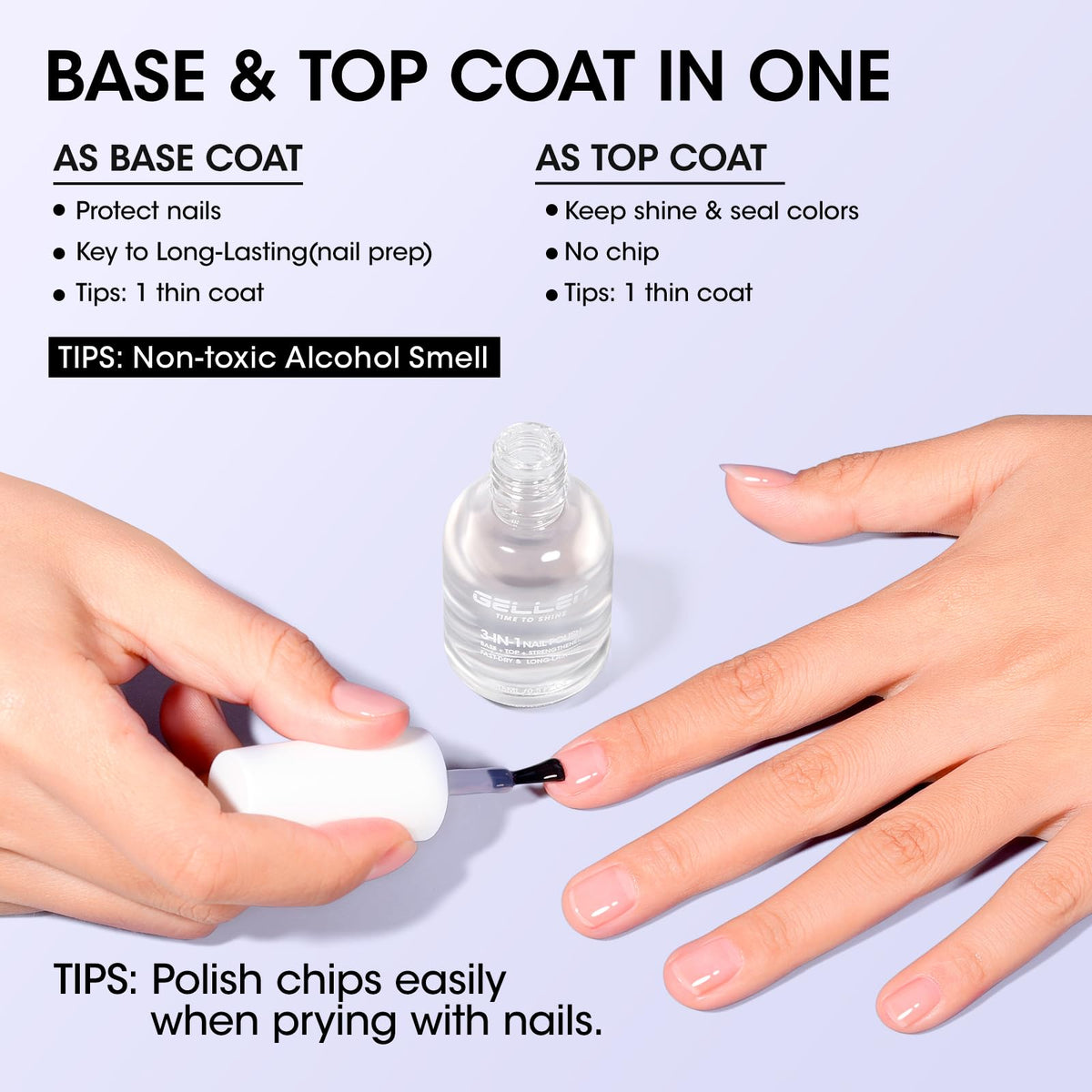 GELLEN before and after nails showing brighter, stronger-looking nails benefit