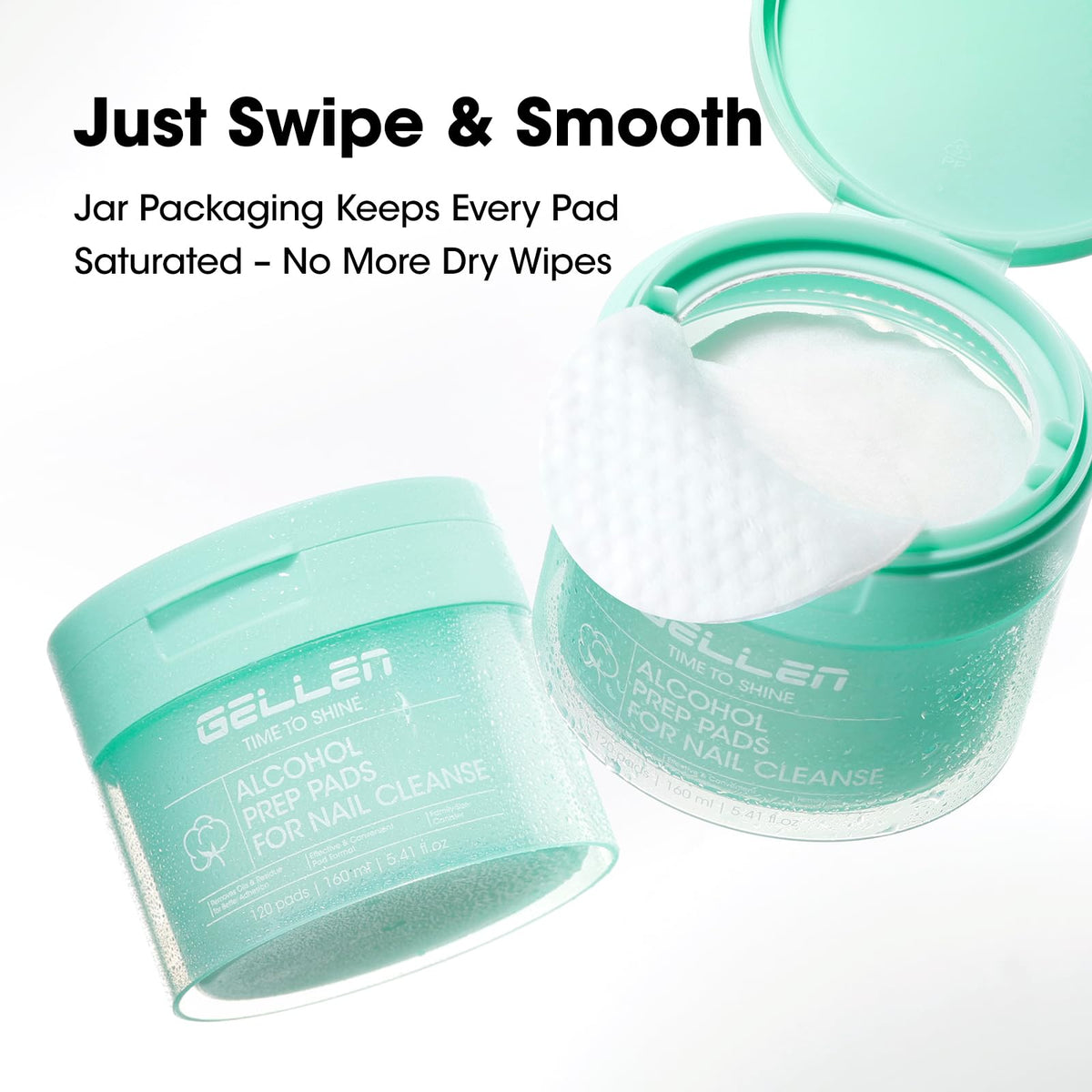 GELLEN pad smooth side shown wiping for streak-free polish preparation benefit