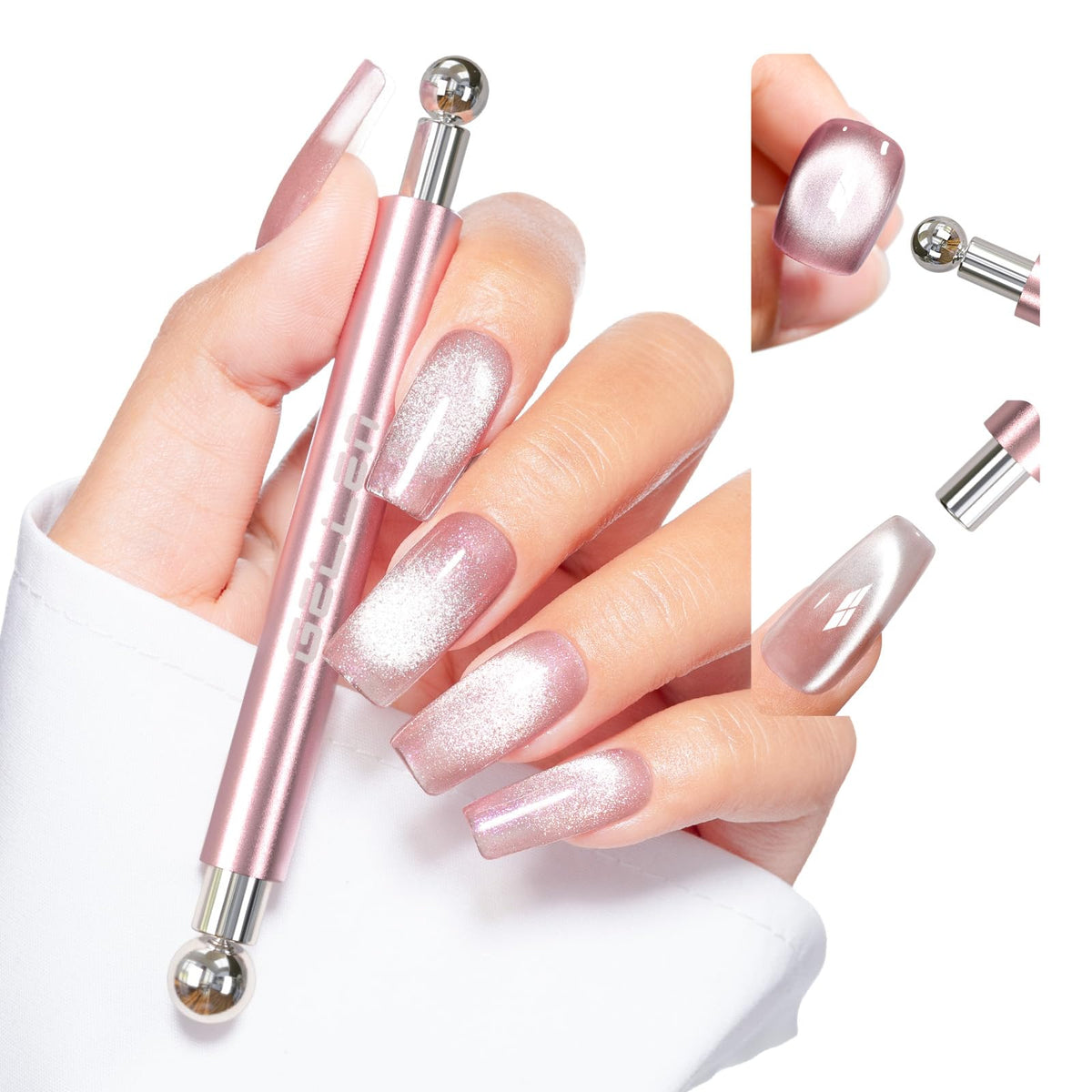 GELLEN pink magnet front view showing dual tips and ergonomic grip benefit