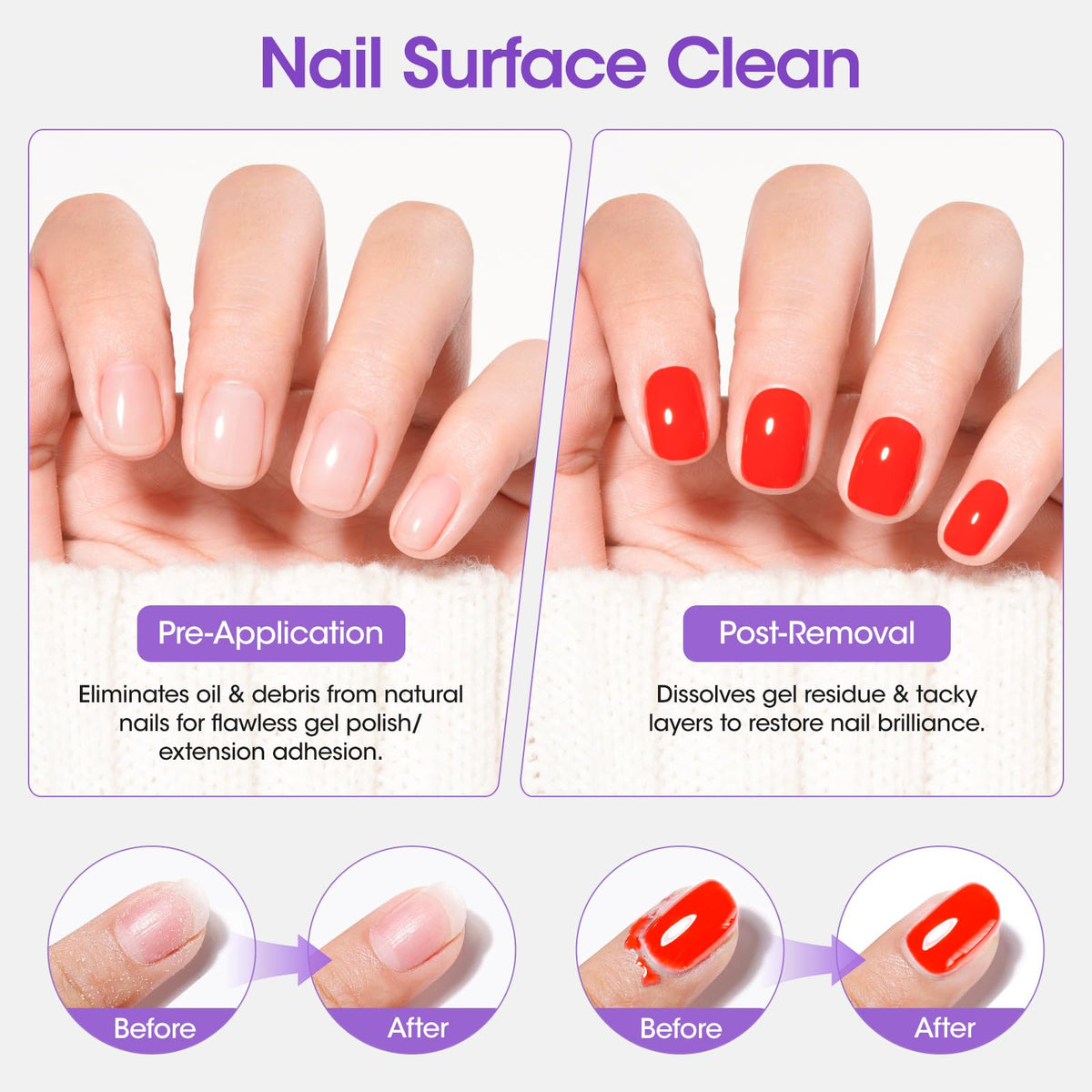 GELLEN wiping cured nail to reveal a high-shine gel top coat finish