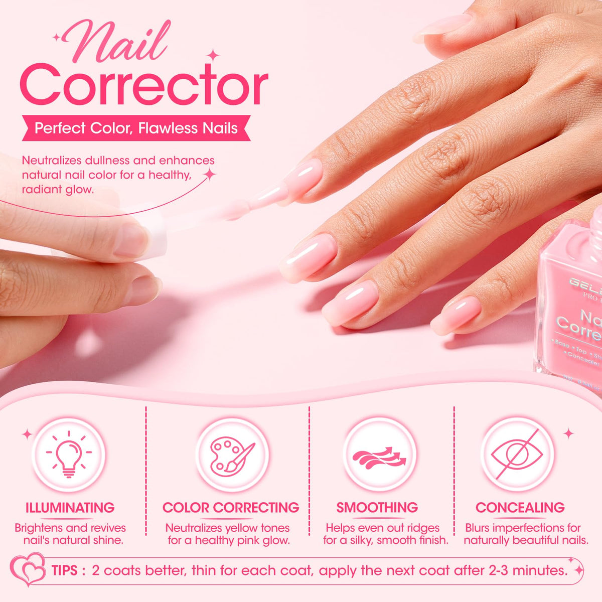 GELLEN before and after nails showing concealed stains and strength benefit