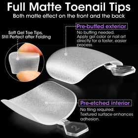 GELLEN tips next to a toe for scale to choose the correct size easily