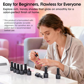GELLEN hand holding bottles for scale demonstrating compact kit and travel-friendly size