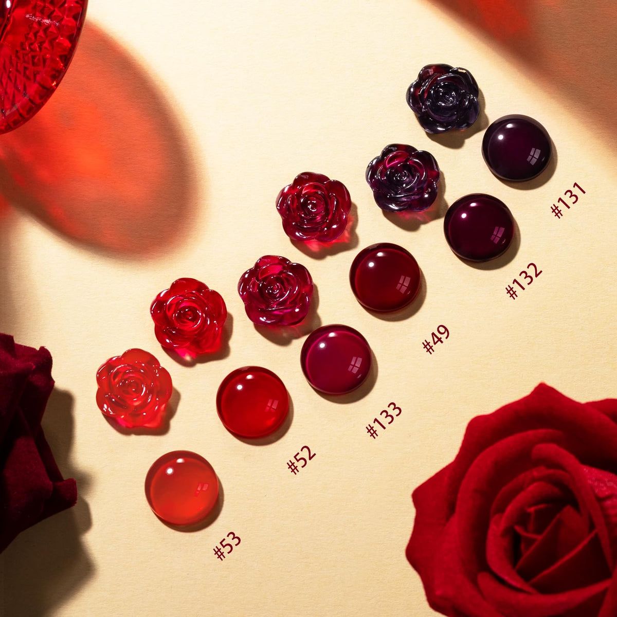 GELLEN six shades laid flat highlighting color range and versatility