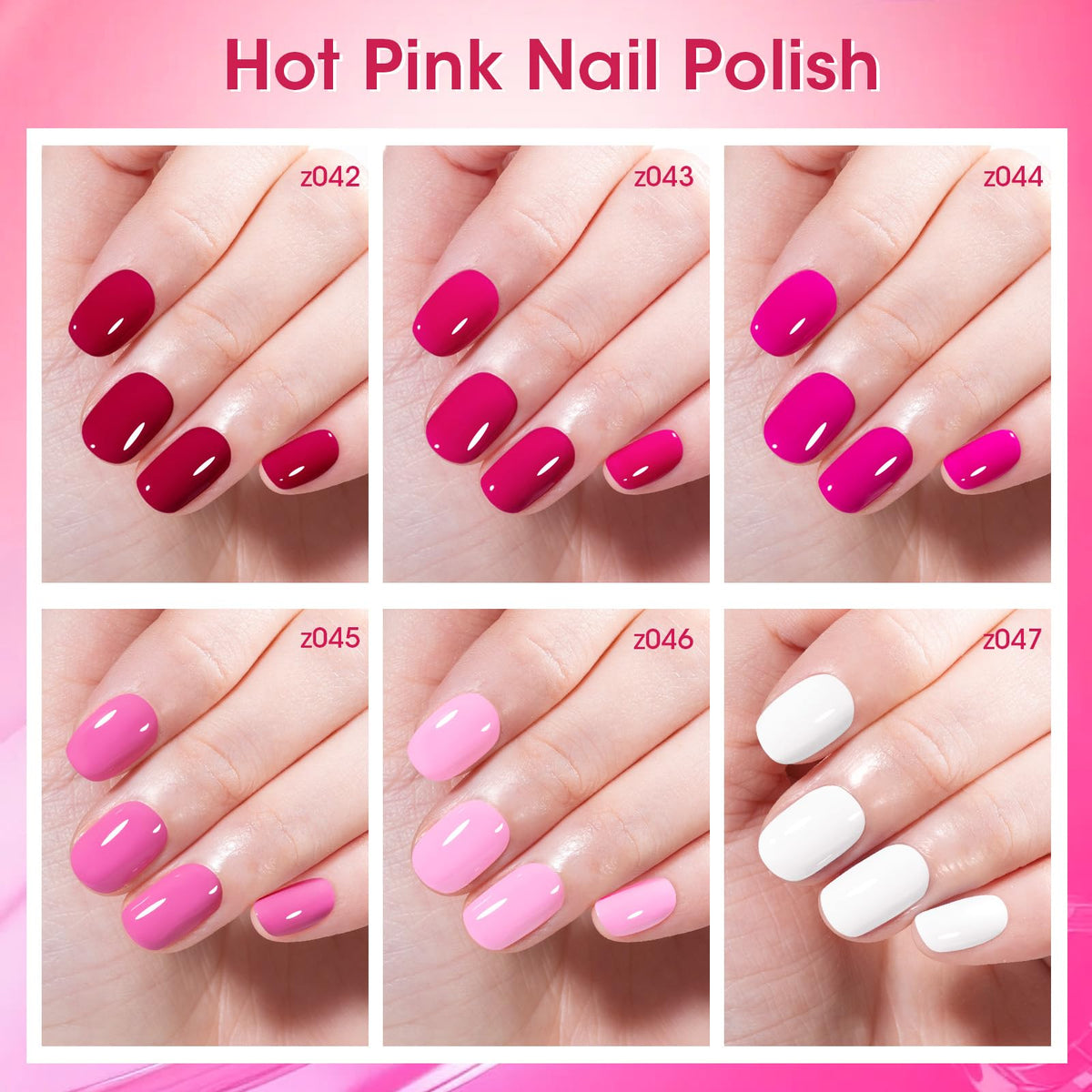 GELLEN shades lined up from neon to berry, clear color choice benefit