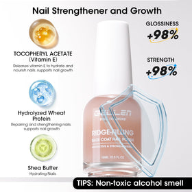 GELLEN nails finished with sheer nude tint, improving appearance and smoothing ridges