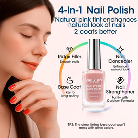 GELLEN sheer pink base bottle angled to show color and finish