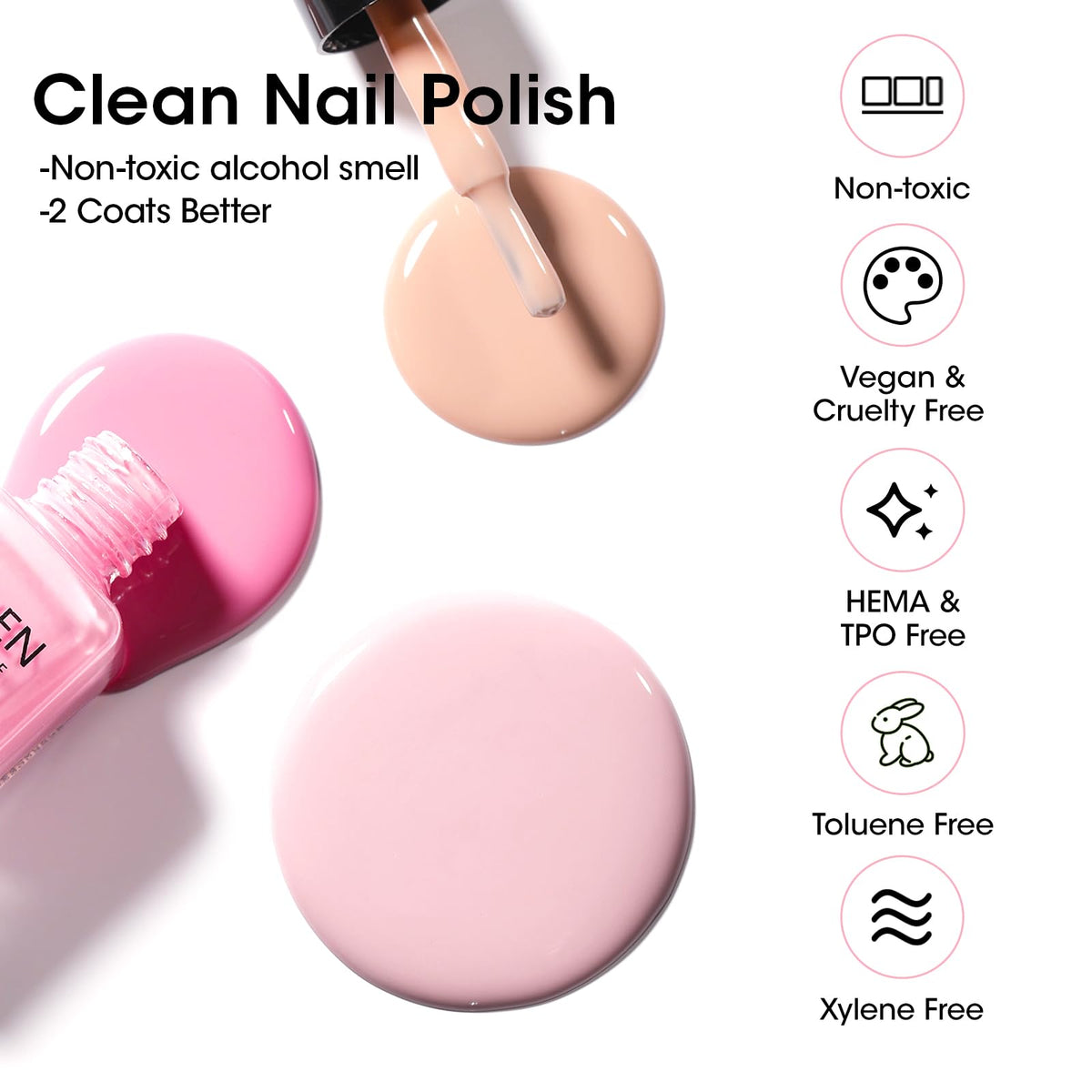 GELLEN swatch on natural nails displaying flattering nude-pink and long wear
