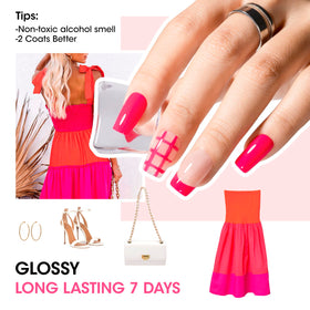 GELLEN swatch palette displaying six distinct hot pink tones, easy shade selection