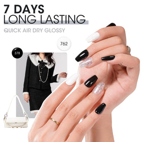 GELLEN swatch strip from jet black to silver for shade reference