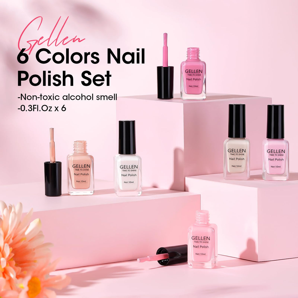 GELLEN texture drop showing glossy finish and quick air-dry benefit