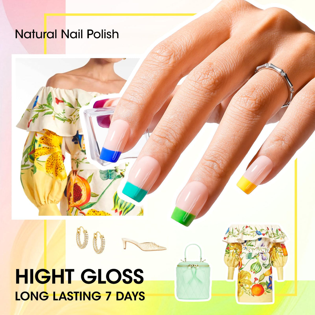 GELLEN painted toenails in summer scene showing long-lasting bright finish