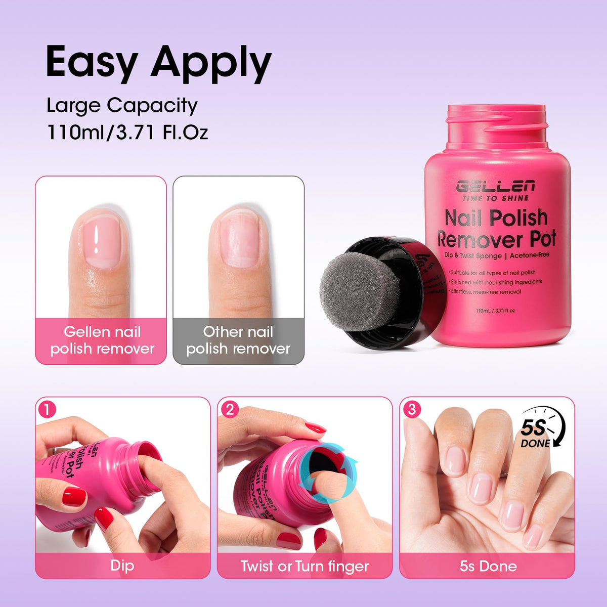 GELLEN lid wipe being used on toenail for neat application