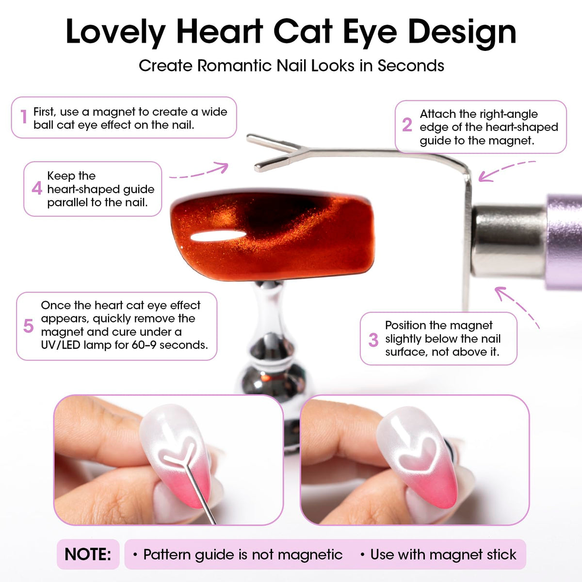 GELLEN magnet pen held above a nail demonstrating instant reflective cat eye formation