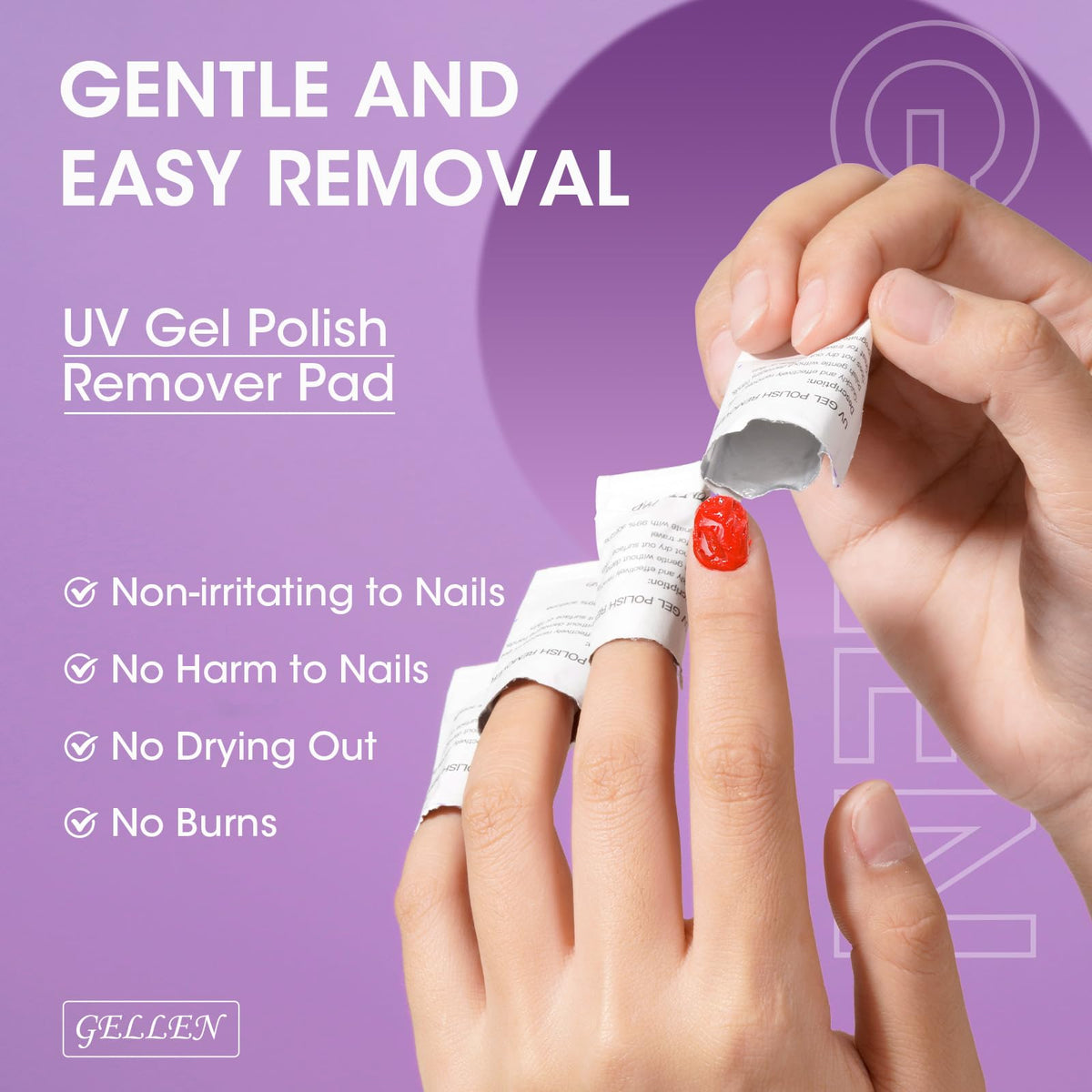 GELLEN tools included double-sided file and cuticle pusher for gentle residue removal