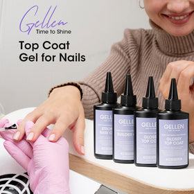 GELLEN hands with finished nails showing glossy protection and long-wear benefit