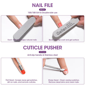 GELLEN travel kit layout with pads, tools, and compact packaging for on-the-go use