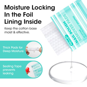 GELLEN pad wrapped around nail demonstrating gel soak technique and effectiveness