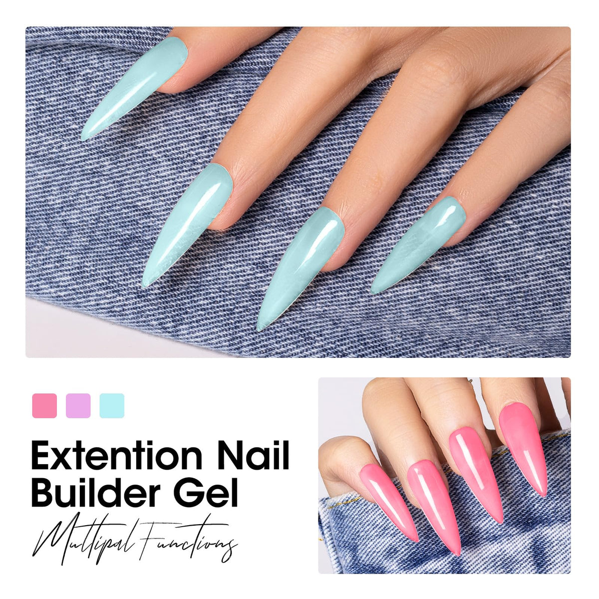 GELLEN violet and blue swatches showing color payoff and blending benefit