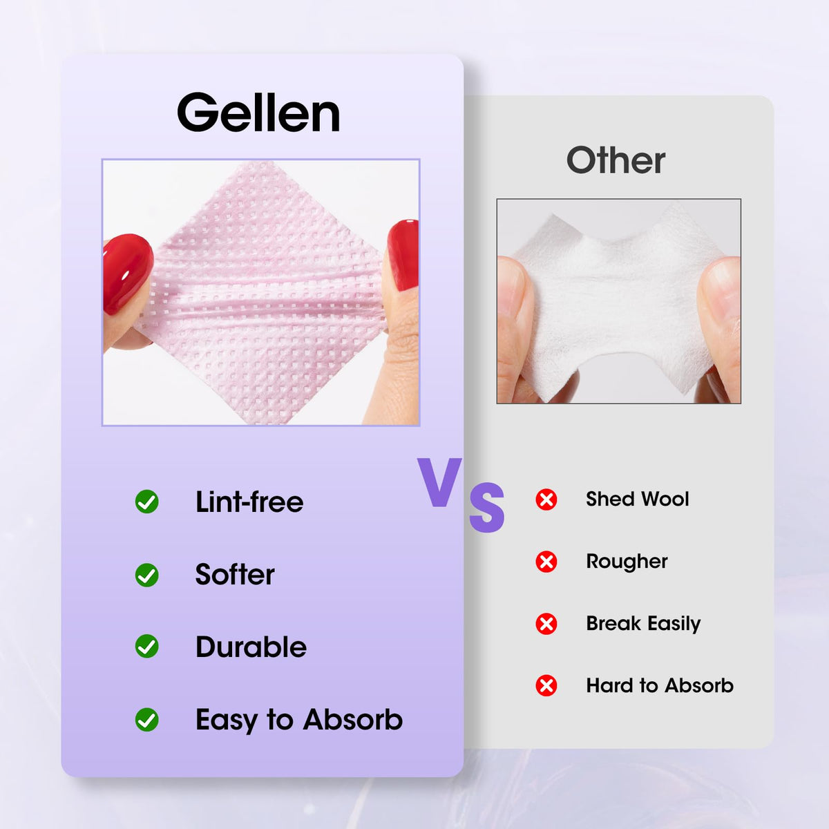 GELLEN wipe texture detail showing three-layer absorbent construction