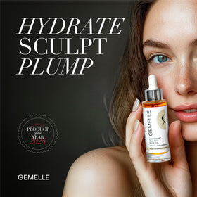 GEMELLE dropper dispensing oil, showing silky texture and smooth glide