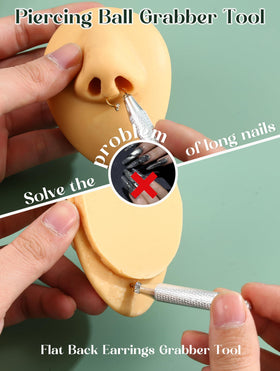 GEMQUEEN piercing clamp holding a flat-back earring for controlled jewelry swapping