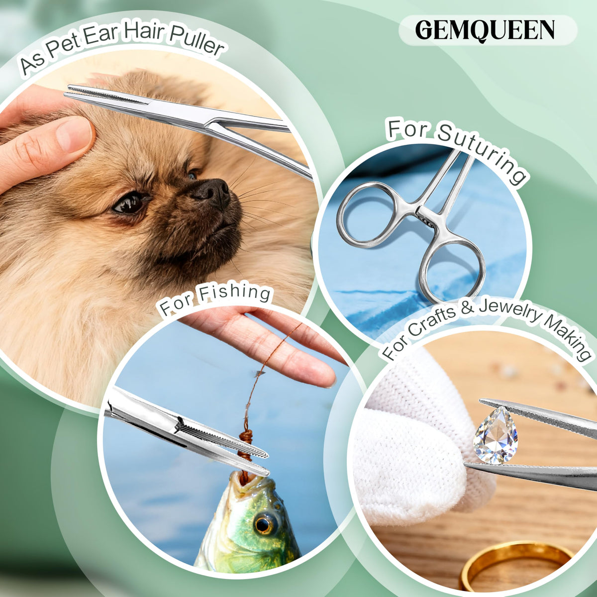 GEMQUEEN in-use scene inserting flat-back earring for safer jewelry changes