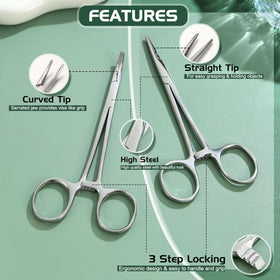 GEMQUEEN straight forceps detailed shot showing precise control and teeth