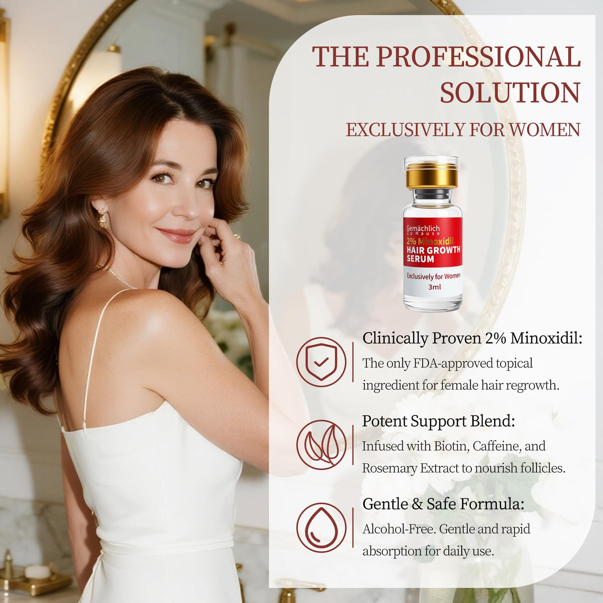 Gemächlich Zu Hause dropper applying precise dose to scalp, supports targeted treatment