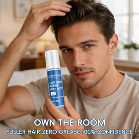 Gemächlich Zu Hause man applying serum demonstrating targeted scalp application