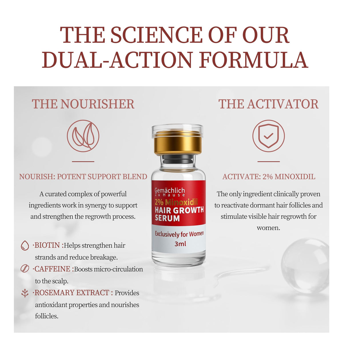 Gemächlich Zu Hause serum texture on pipette, shows non-greasy lightweight consistency
