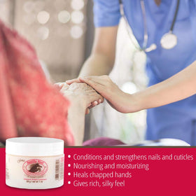 Gena cream applied to cuticle demonstrating quick absorption and hydration