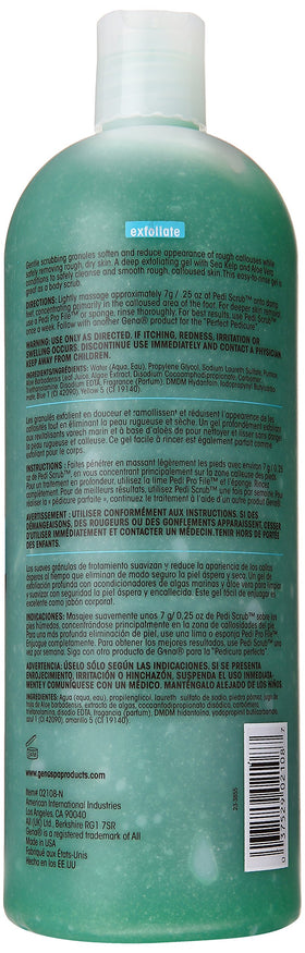 Gena Pedi Scrub Gel texture closeup showing exfoliating gel and moisturizing finish