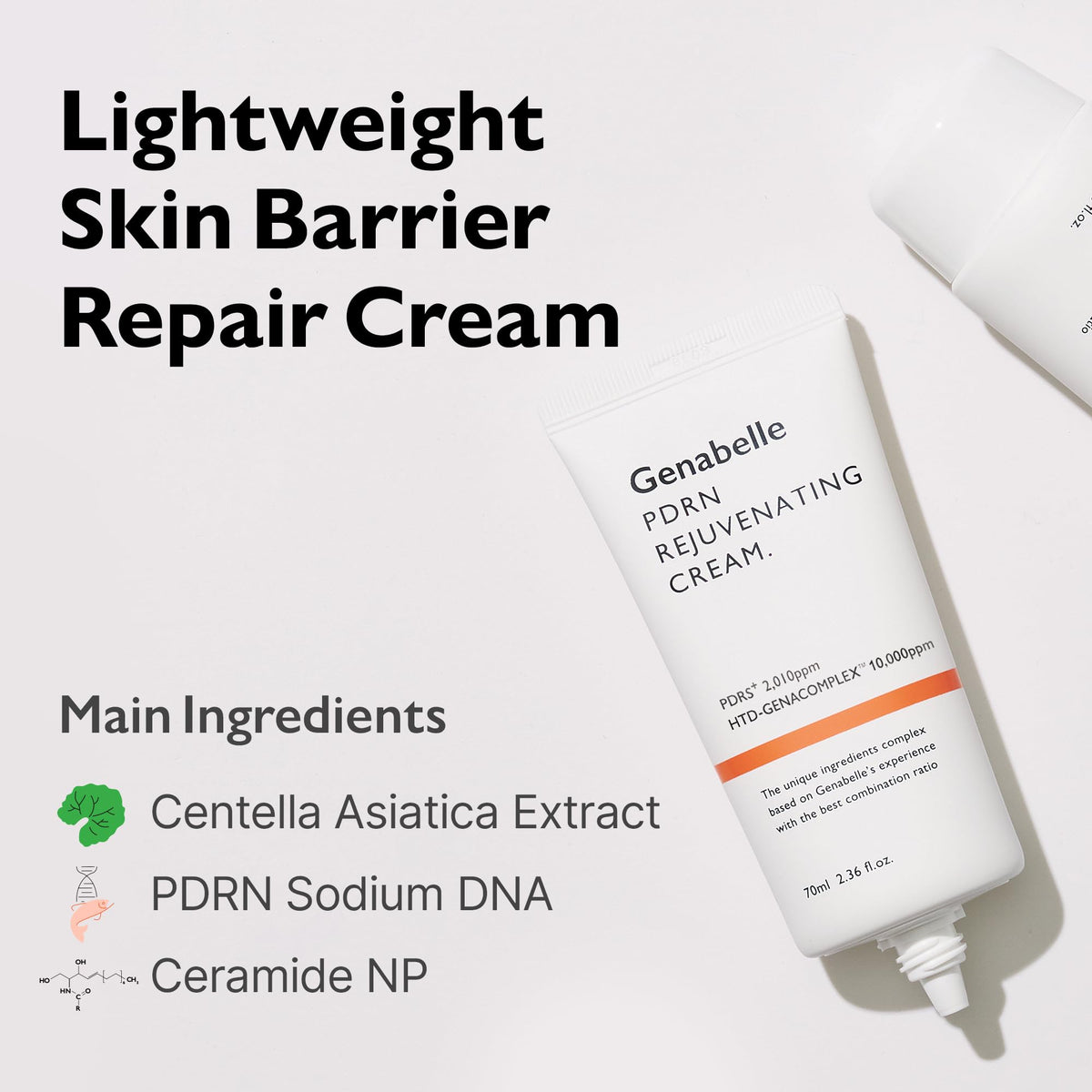 Genabelle cream applied to hand demonstrating spreadability, brand lightweight benefit