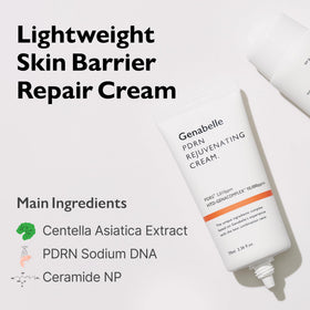 Genabelle cream applied to hand demonstrating spreadability, brand lightweight benefit