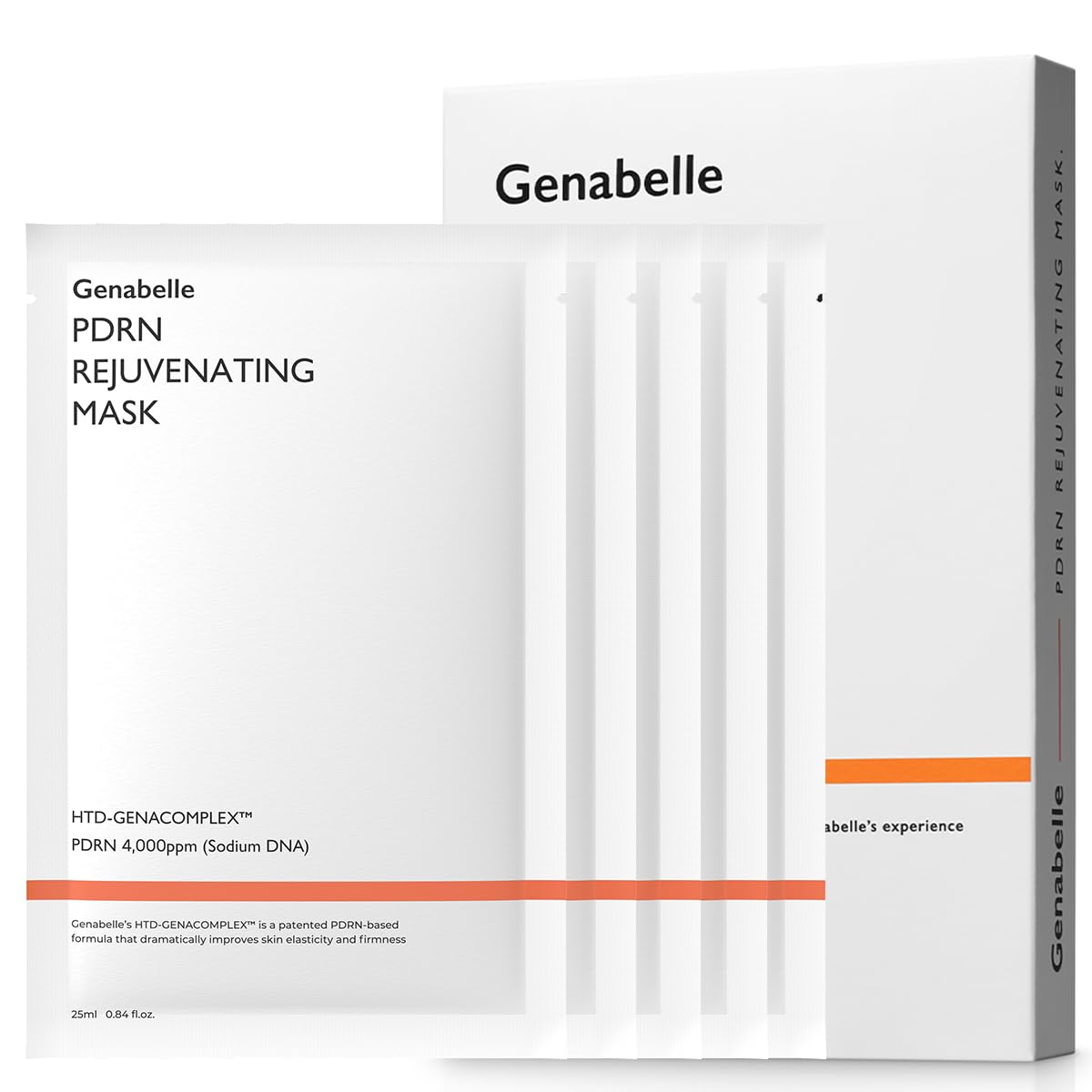 Genabelle front packaging showing five rejuvenating mask sheets and benefits
