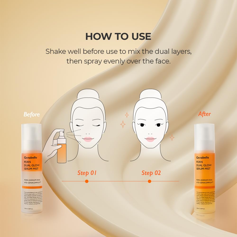 Genabelle mist over makeup illustrating lightweight finish and dewy glow