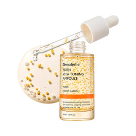 Genabelle ampoule front bottle shows sleek packaging and brightening promise