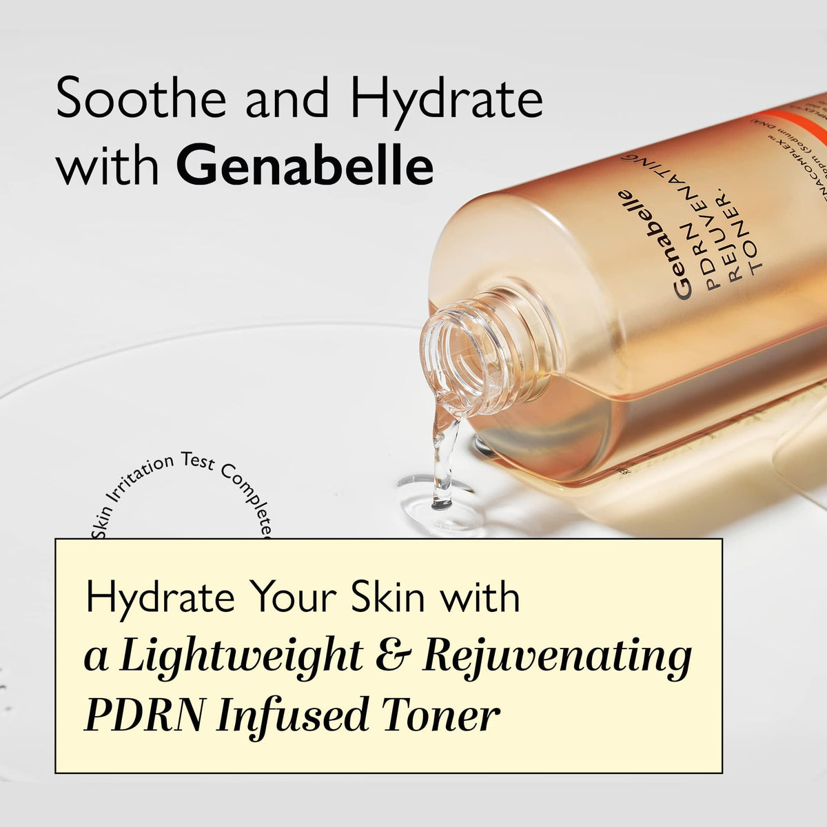 Genabelle toner on cotton pad ready to apply for gentle exfoliation and balance