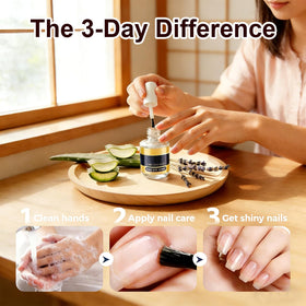 Generic 3 Days Nail Care Oil applied to nail showing glossy finish and hydration