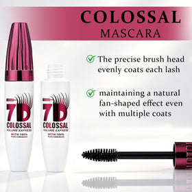 Generic 7D mascara applied on lashes demonstrating curl and lift benefit