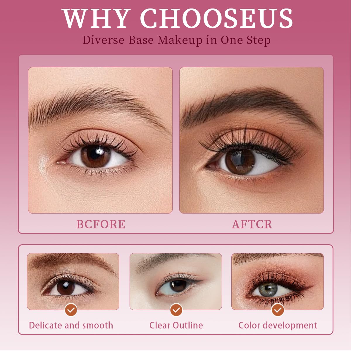 Generic 7D mascara open cap with wand showing ease of use and control