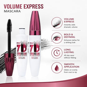 Generic 7D mascara texture close-up showing fibers for volumizing benefit