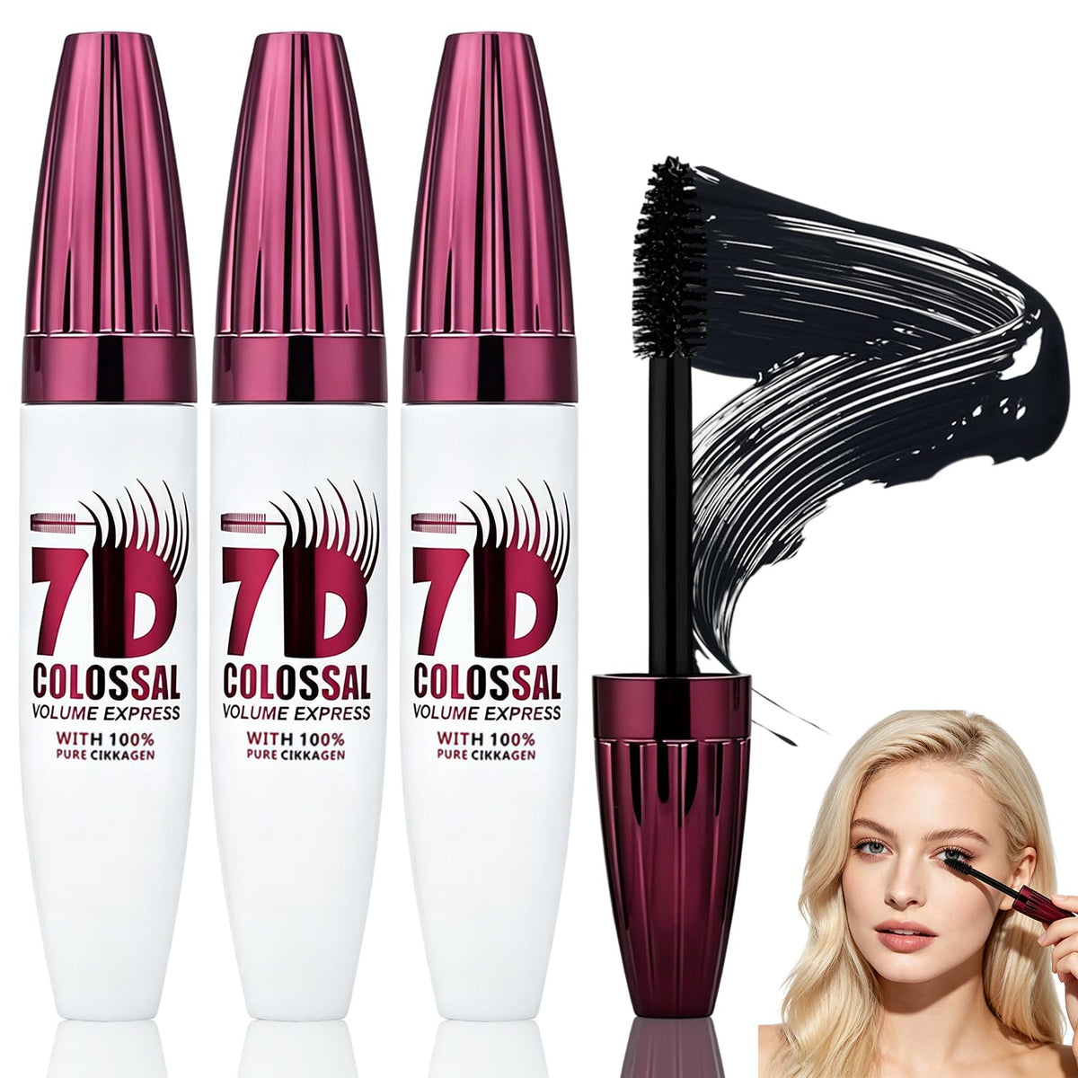 Generic 7D waterproof mascara front tube showing sleek design and durable finish