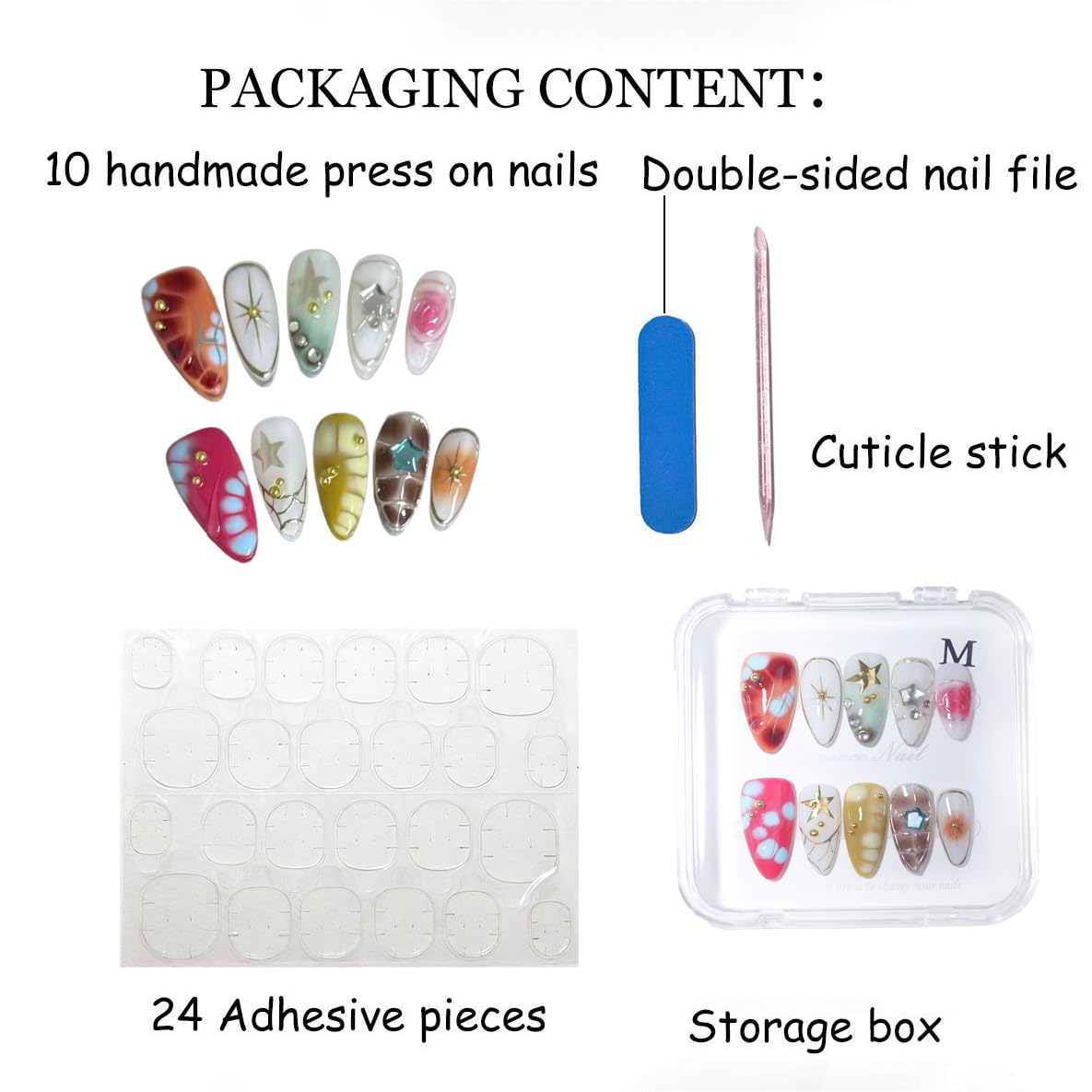 Generic accessories with storage box, adhesive tabs and tools for complete kit