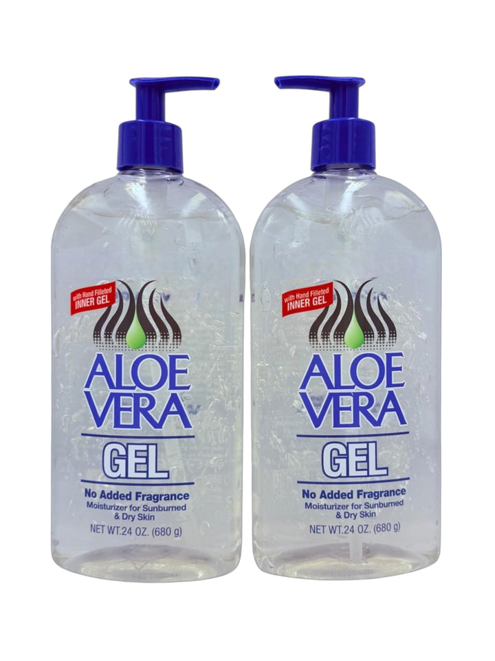 Generic aloe front pack showing two 24 oz bottles and clear labeling for value