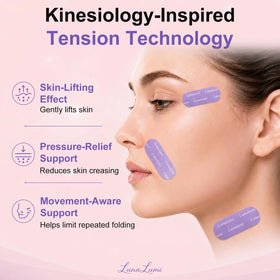 Generic application demo placing forehead patch, easy peel-and-apply for lifting support