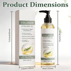 Generic applying oil to neck and décolletage, Generic promotes firmer feeling skin