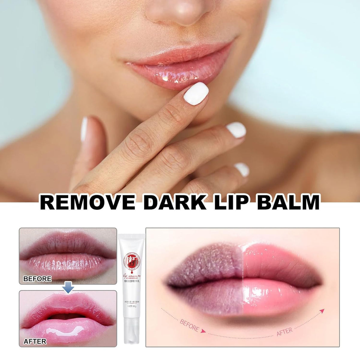 Generic applicator applying lip serum to lips, demonstrating easy, precise application